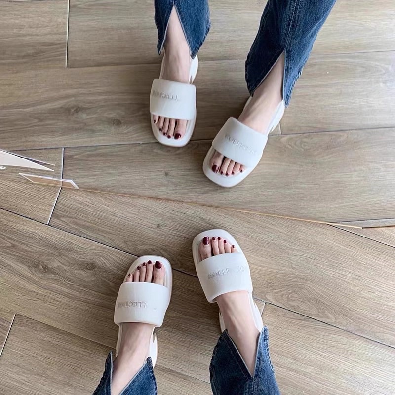 Dép Sandal nữ quai ngang đế cao 5p phiên bản Collection êm chân