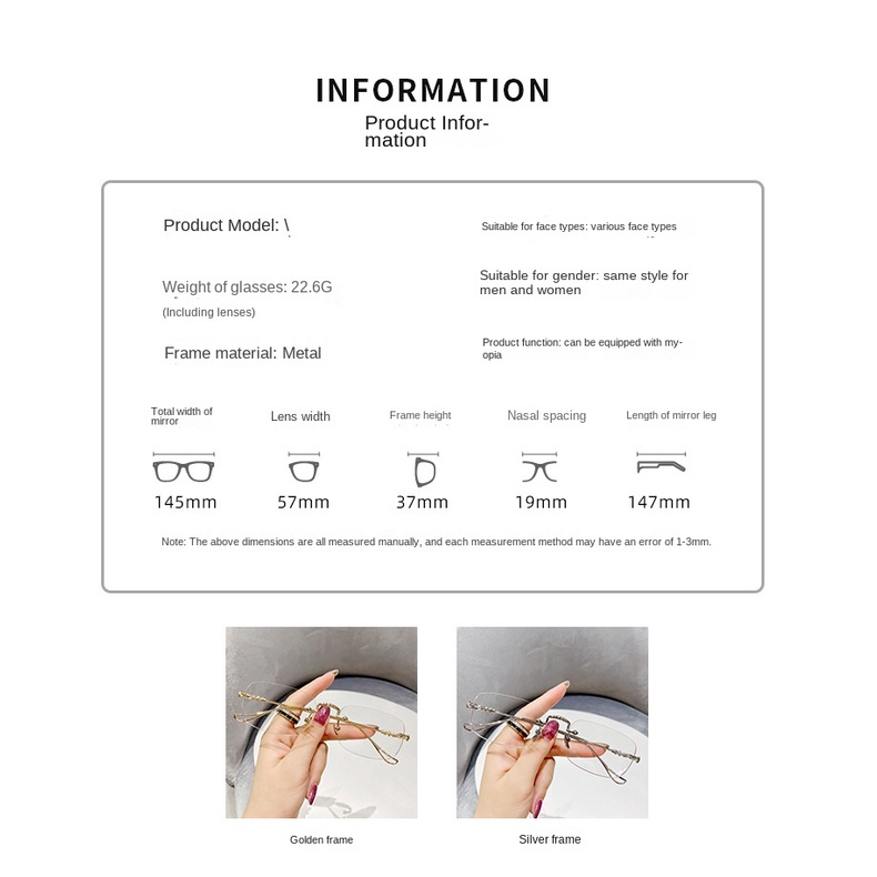 [-0°~-500°Mắt Kính Chống Ánh Sáng Xanh Thời Trang Hàn Quốc Cho Nam Nữ
