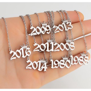 Yinuovo Số Thép Không Gỉ Năm Với Vương Miện Vòng Cổ Mạ Bạc Món Quà Trang Sức Thời Trang