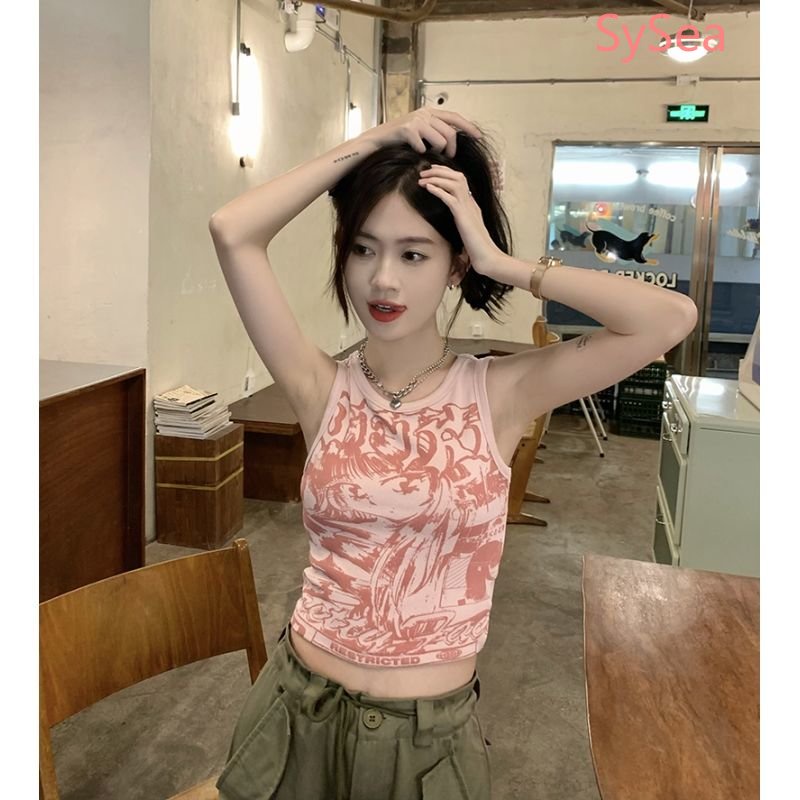 Áo Hai Dây In Họa Tiết Phong Cách Retro Mỹ Cho Nữ