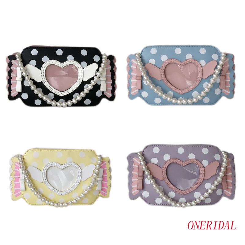 Túi Đeo Chéo Vai Trong Suốt Họa Tiết Chấm Bi Đính Ngọc Trai Dành Cho Nữ