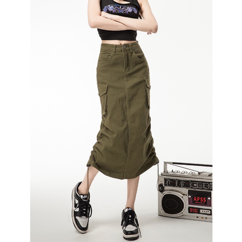 Chân Váy Lưng Cao Thời Trang RENJIANVSHENG Hàn Quốc Dành Cho Nữ