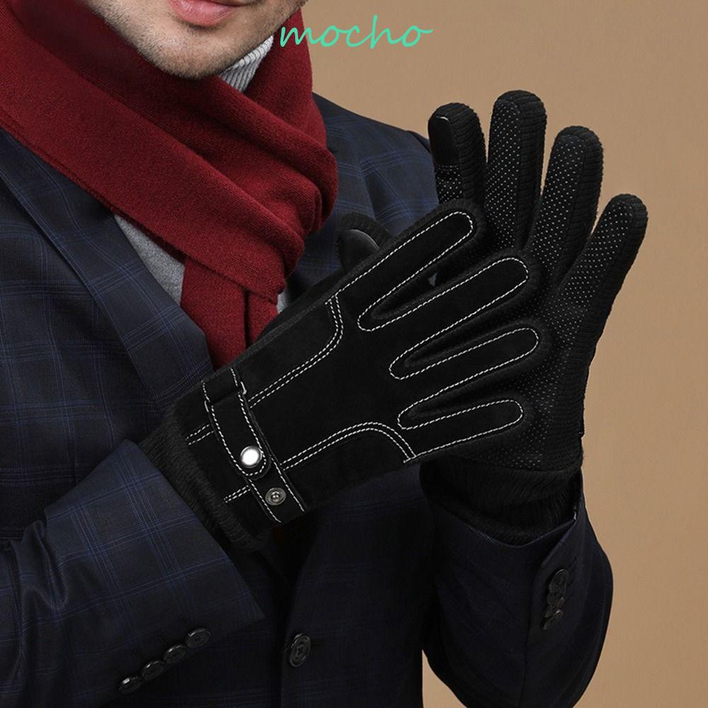 Găng Tay Da Lộn Năm Ngón Chống Trượt Thời Trang Mùa Đông Cho Nam