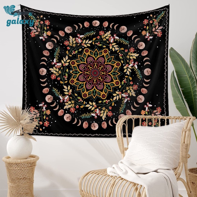Galaxy Thảm Treo Tường In Họa Tiết Mandala Bohemian Kích Thước 150 X 130cm / 60 X 50Inch Trang Trí Phòng Ngủ