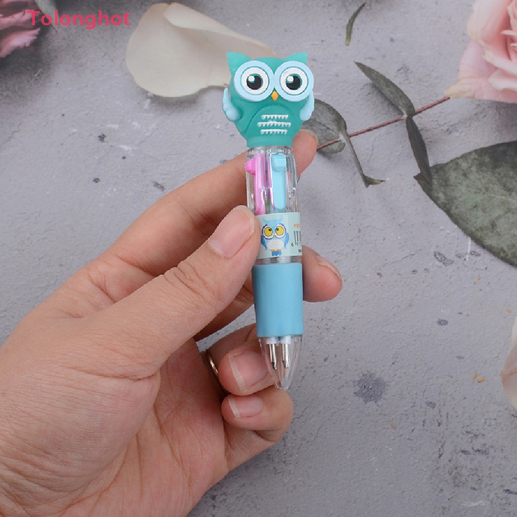 Bút Bi Mini 4 Màu Hình Động Vật Hoạt Hình Đáng Yêu