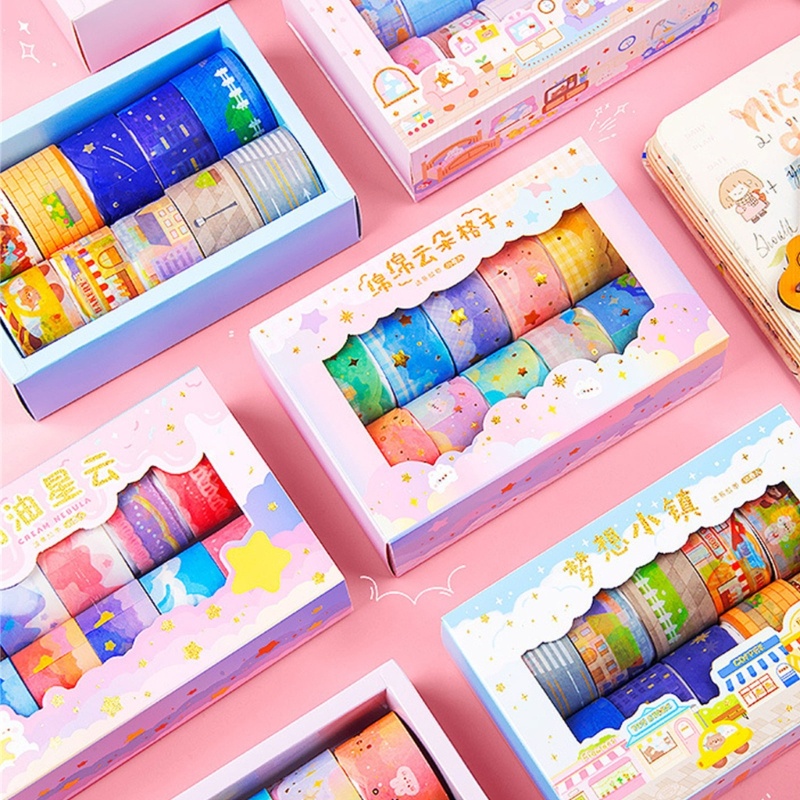 Bộ 10 Cuộn Băng Keo Màu Đồng Trang Trí Sổ Tay DIY