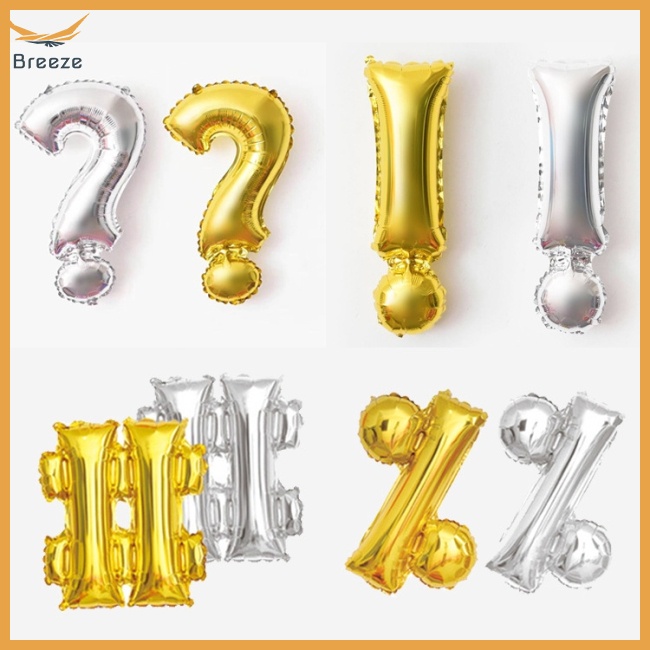 Bong Bóng Trang Trí Biểu Tượng Gió 16 inch @ # &amp; ? ! Bong Bóng Tráng Nhôm, Dùng Trang Trí Tiệc Cưới, Sinh Nhật