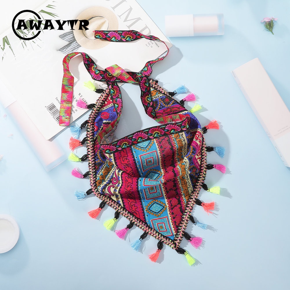 Khăn Turban Hình Tam Giác / Vuông Họa Tiết Thổ Cẩm Thời Trang Cho Nữ