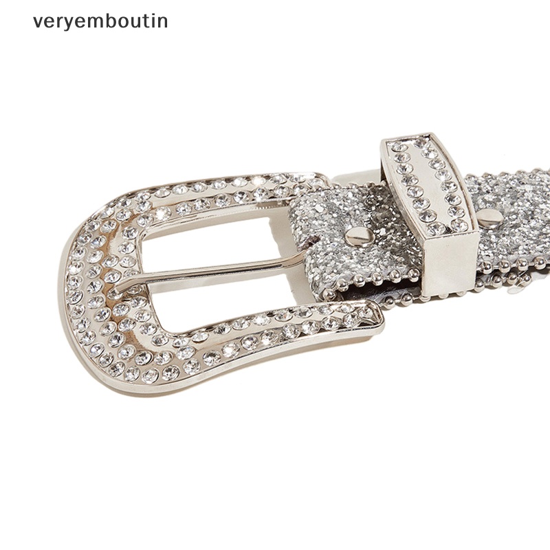 Thắt Lưng Da PU Đính Đá Lấp Lánh Phong Cách Cao Bồi Phương Tây Y2K Cho Nam Và Nữ