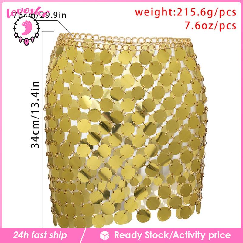 Chân Váy Khiêu Vũ Đính Kim Sa Lấp Lánh Phong Cách Bohemian