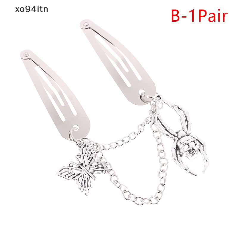 Kẹp Tóc Xích Kim Loại Hình Bướm / Nhện Phong Cách Punk Thời Trang