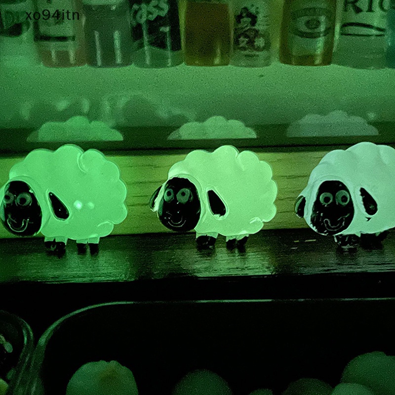 Set 5 Chú Cừu Hoạt Hình Mini Bằng Nhựa Resin Phát Sáng Trang Trí Vườn Nhà Crafg