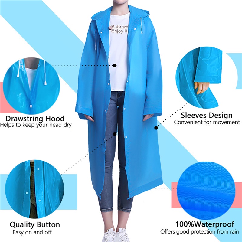 1 Áo Mưa Unisex Bằng EVA Dày Màu Đen Chống Nước Chất Lượng Cao