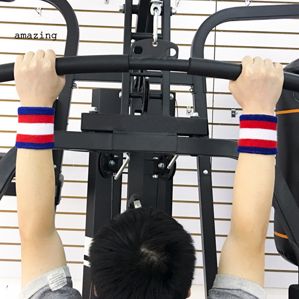 1 Cặp Băng Đeo Cổ Tay Hỗ Trợ Cổ Tay Họa Tiết Kẻ Sọc Dùng Khi Chơi Thể Thao