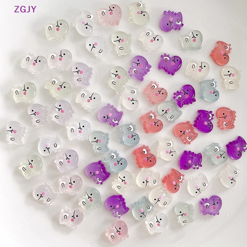 Set 10 Phụ Kiện Trang Trí Móng Tay DIY Hình Khủng Long Dạ Quang Dễ Thương Mới