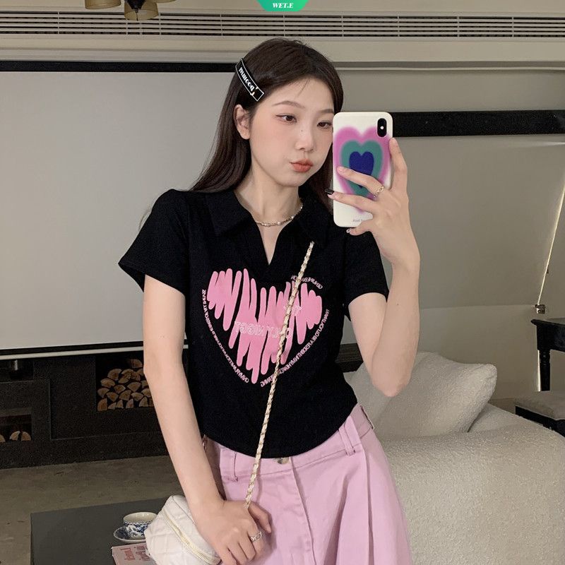 Áo Thun Crop Top Tay Ngắn Lệch Vai Thời Trang Mùa Hè 2023 Y2k Cho Nữ