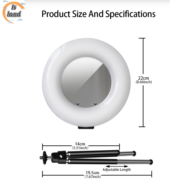 Đèn LED Tròn 9 Inch 4 Trong 1 Dùng Trang Điểm