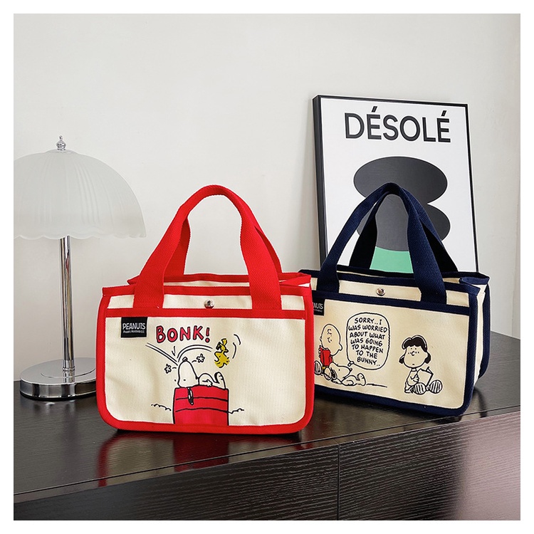 Túi tote Vải canvas Sức Chứa Lớn Đa Năng In Họa Tiết Hoạt Hình snoopy Dễ Thương Cho Nữ