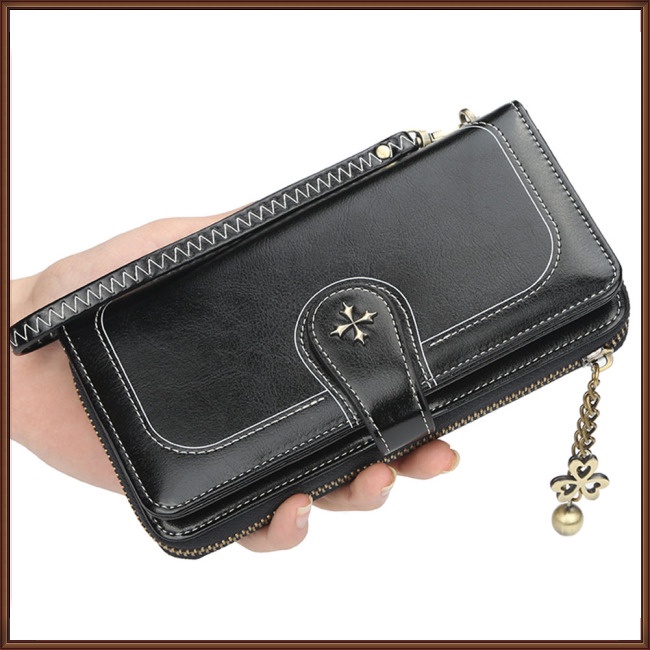 Ví Da PU Dáng Dài Đa Năng Phong Cách Retro Thời Trang Cho Nữ