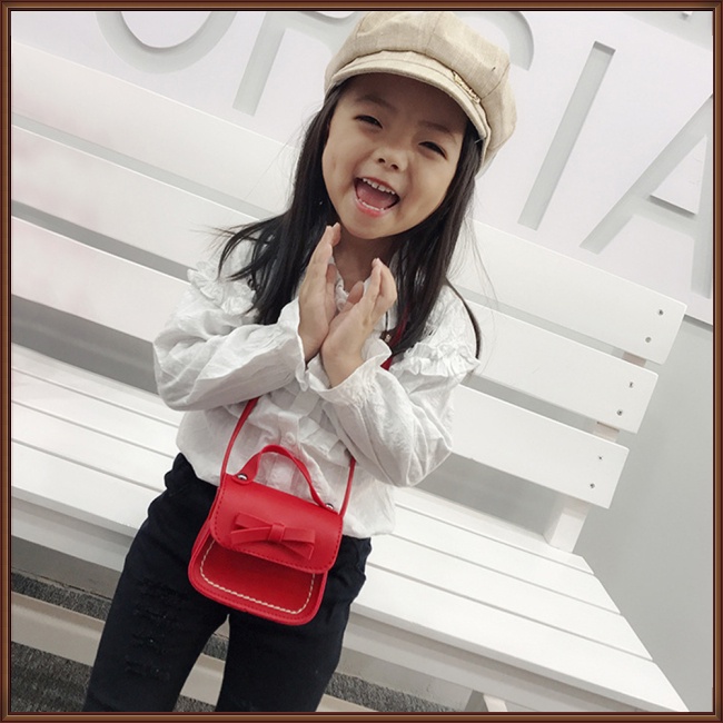 Túi Đeo Chéo Da PU Hình Vuông Nhỏ Nhắn Phong Cách Retro Dành Cho Trẻ Em