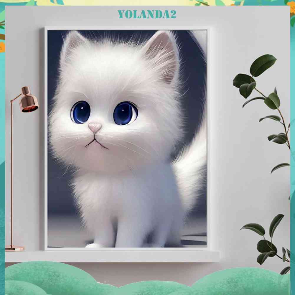 Tranh Đính Đá Kim Cương Toàn Bộ 5D DIY Hình Vẽ Mèo Trang Trí Nhà Cửa