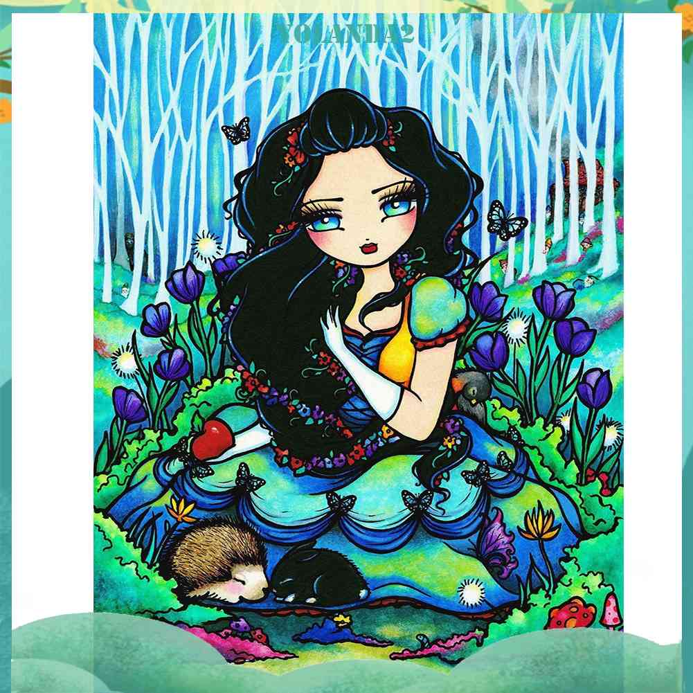 Tranh Đính Đá Kim Cương Toàn Bộ 5D DIY Hình Vẽ Cô Gái Và Hoa Trang Trí Nhà