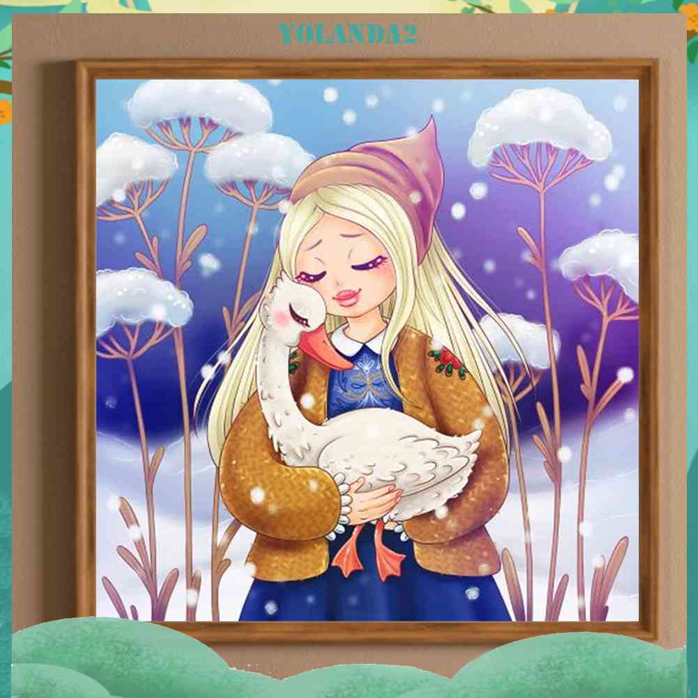 Tranh Đính Đá Kim Cương Toàn Bộ 5D DIY Hình Vẽ Cô Gái Trang Trí Nhà Cửa