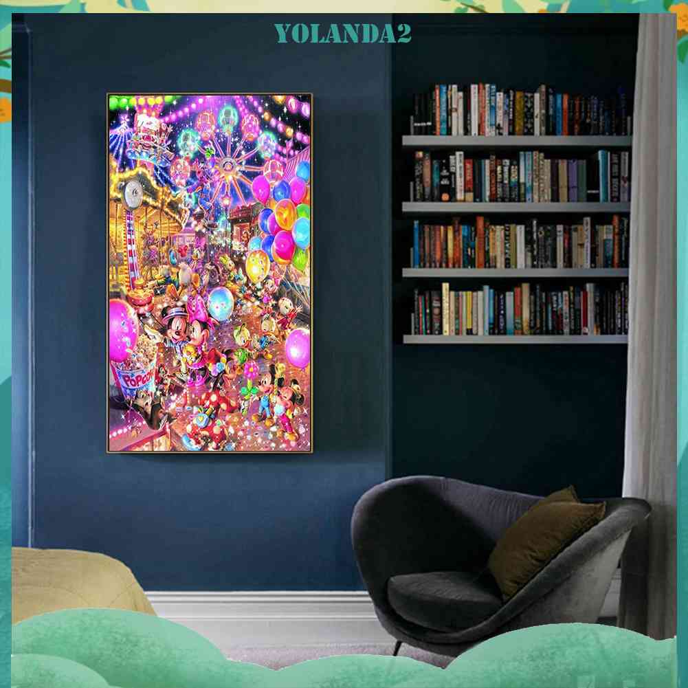Bộ Tranh Đính Đá 5D Họa Tiết Hoạt Hình Mickey Minnie Độc Đáo DIY Dùng Trang Trí Nhà Cửa