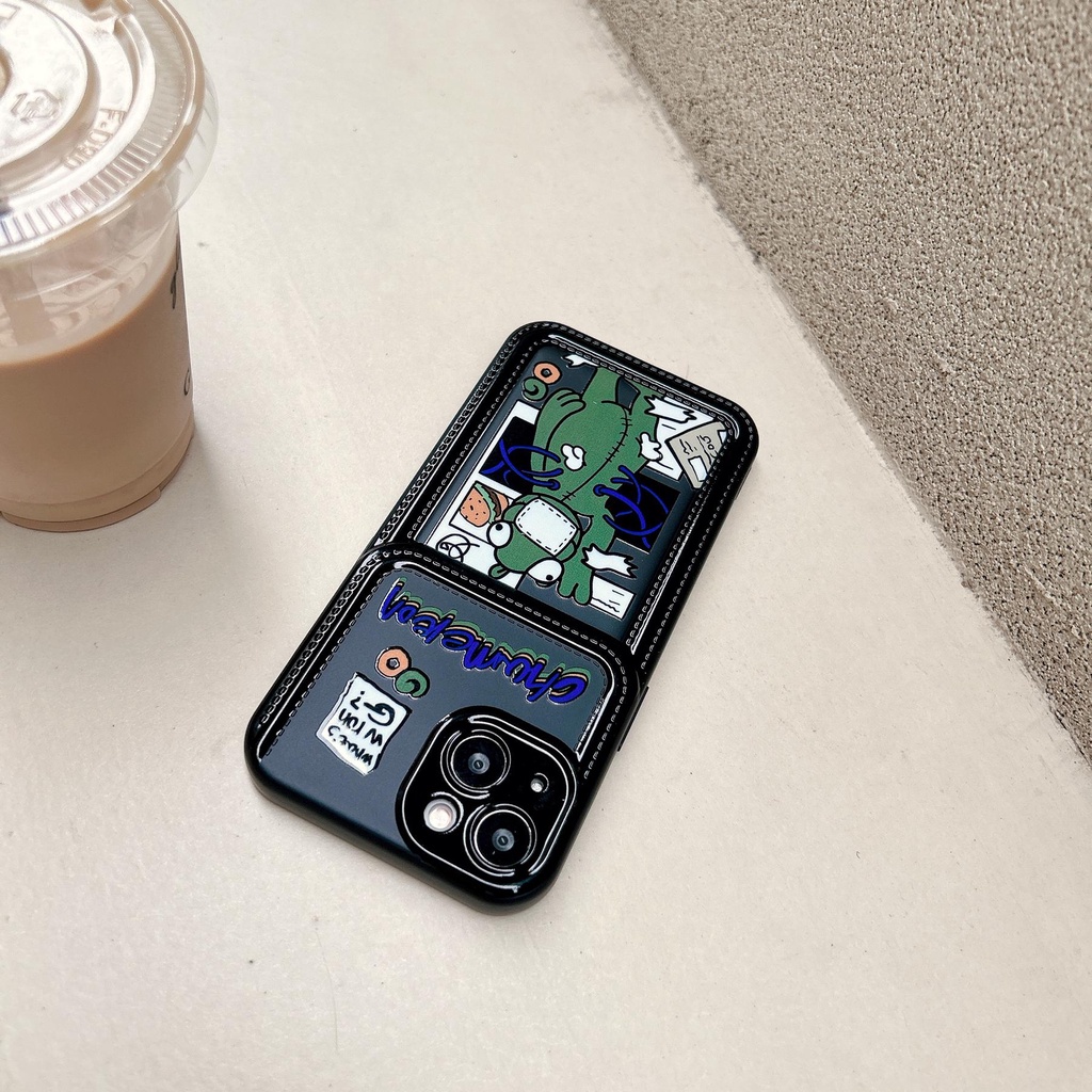 Ốp Điện Thoại TPU Dẻo Đen In Hình Ếch Hoạt Hình Sáng Tạo Cho iPhone11 12 13 14 Pro Max