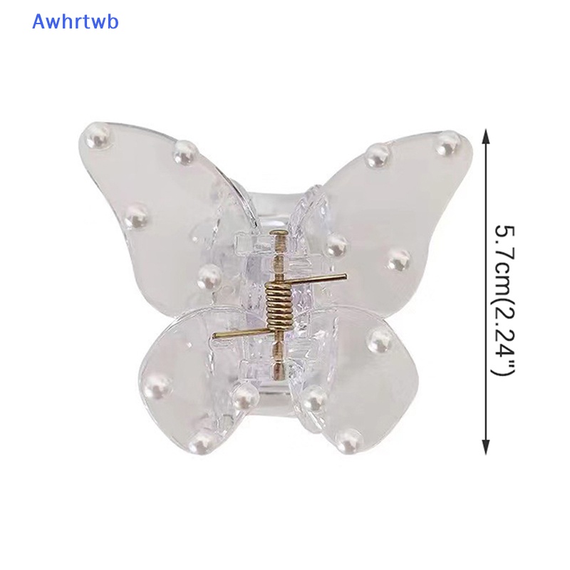 Kẹp Càng Cua Bằng Acrylic Trong Suốt Đính Ngọc Trai Hình Bướm Thời Trang Cho Nữ Mới