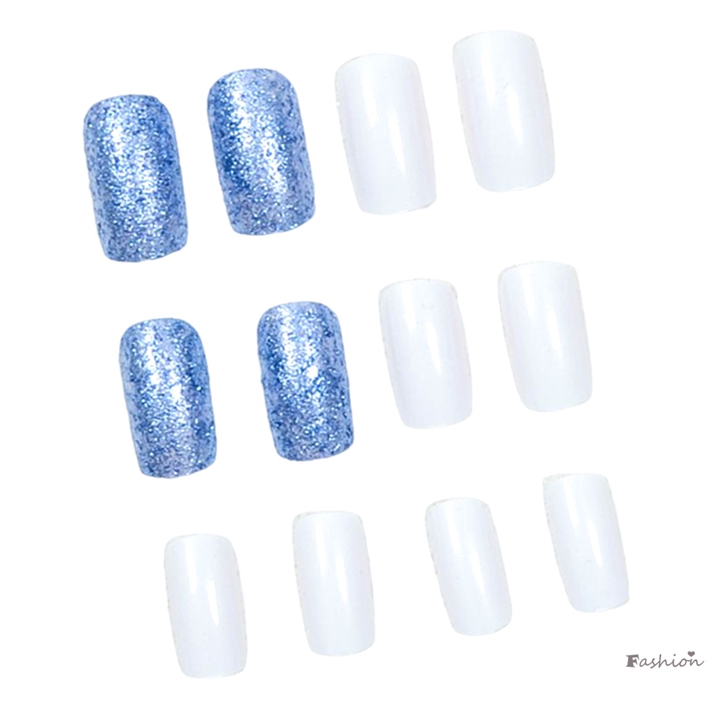 Bộ Móng Tay Giả Hình Vuông Đính Sequin Siêu Linh Hoạt Lâu Trôi