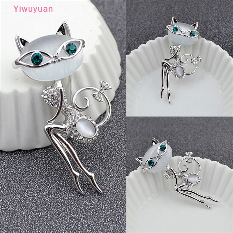 Trâm Cài Áo Hình Mèo Con Đính Đá Opal Thời Trang Mới