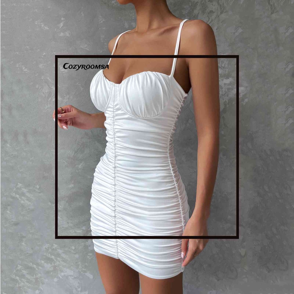 Đầm Dự Tiệc Hai Dây Hở Lưng Ôm Dáng Có Miếng Lót Ngực Cho Nữ