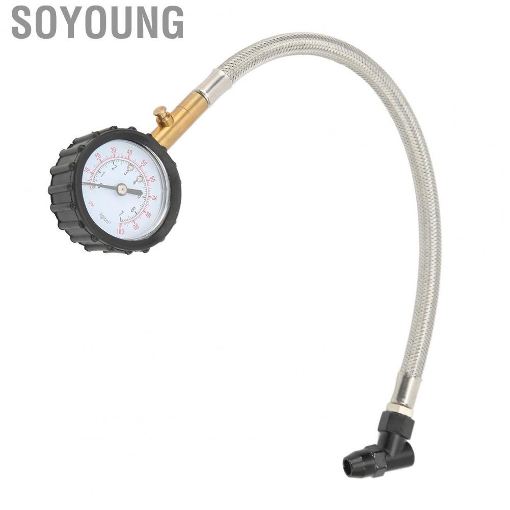 Soyoung Air Inflator Gauge  2pcs Pressure Resistant Tire Pressure Gauge 4 Units Heavy Duty  for Bike for Car