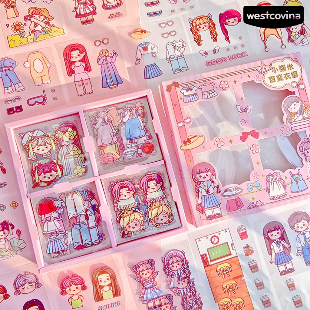 [COD]♪Hộp 100 Miếng Dán Trang Trí Sổ Tay Bằng PVC Chống Thấm Nước Có Thể Tháo Rời