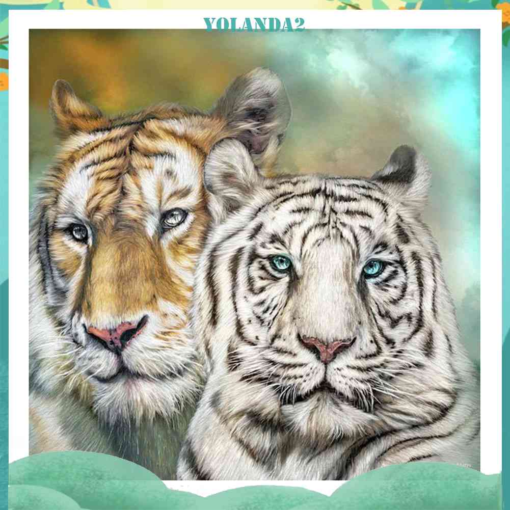 Tranh Đính Đá Kim Cương Toàn Bộ 5D DIY Hình Vẽ Đôi Hổ