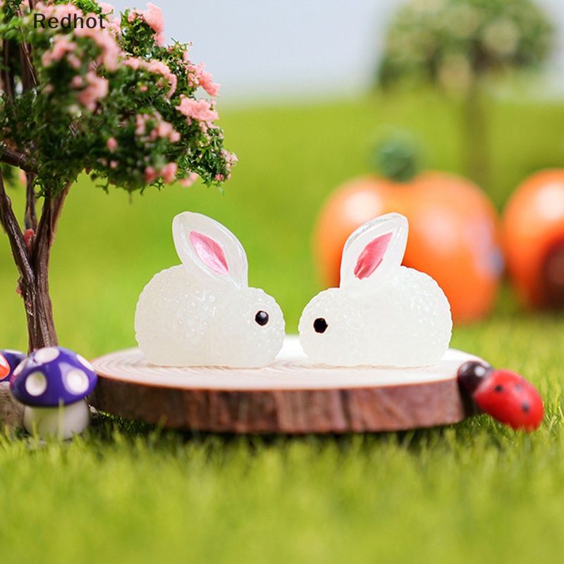 &lt; Redhot &gt; Bộ 4 Tượng Thỏ Dạ Quang Tự Dính Trang Trí Xe Hơi