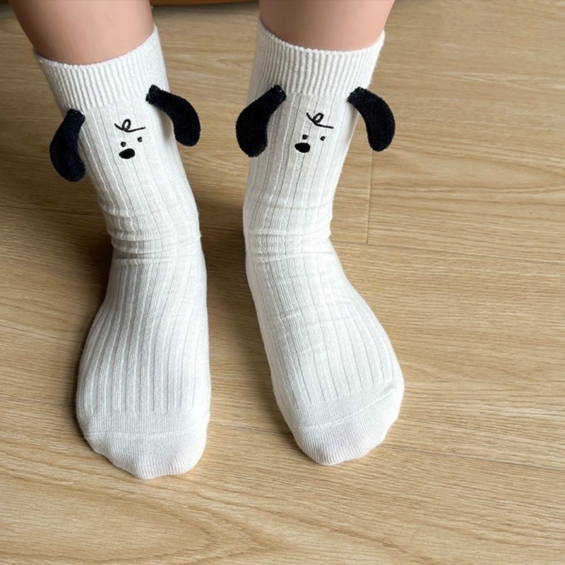 3D Doll Socks, Children's Cartoon Socks, Japanese Fashion, Cute and Fun Socks, Ears, Puppy Socks, Versatile White Floor Socks, Harajuku