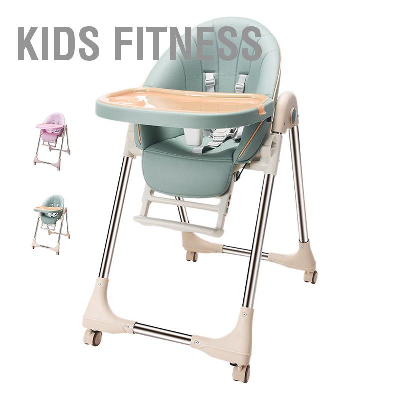 Kids Fitness Nâng Cấp Cho Bé Ghế Cao An Toàn Ổn Định Lưng Có Thể Điều Chỉnh Gấp Di Động Bánh Xe Trẻ Tập Đi Sơ Sinh