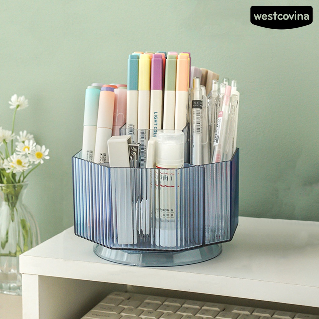 [COD]♪Hộp Đựng Cọ Trang Điểm Dạng Xoay Trong Suốt Dung Tích Lớn Đa Năng