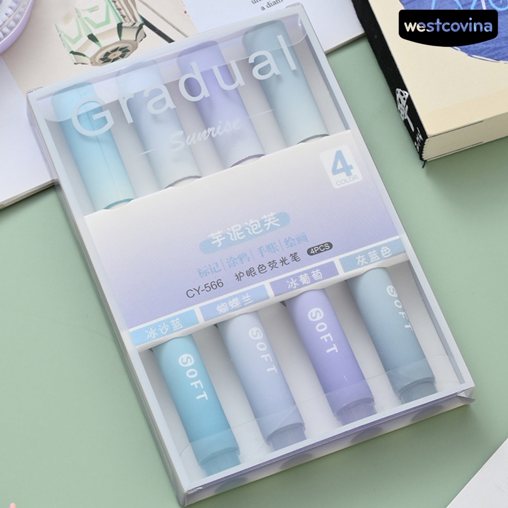 [COD]♪1 Set Bút Lông Mực Đầu Nghiêng Màu Sắc Gradient