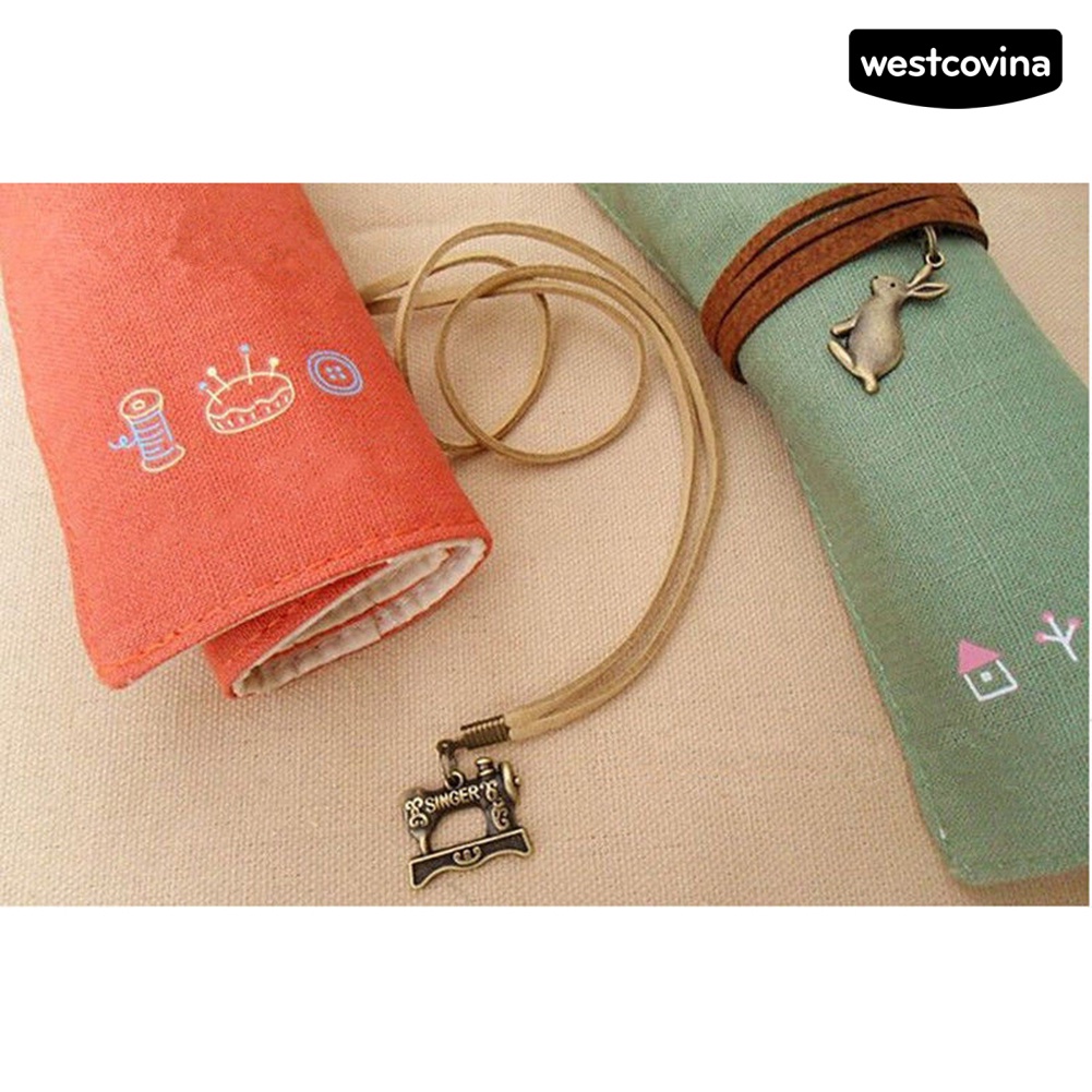 [COD]♪Túi Cuộn Đựng Cọ Trang Điểm Bằng Vải Canvas Sáng Tạo