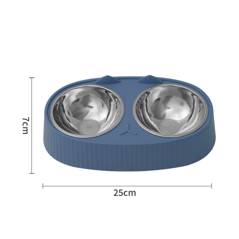 Bộ Bát Ăn Uống Hai Ngăn Bằng Thép Không Gỉ Kèm Giá Đỡ Cho Chó