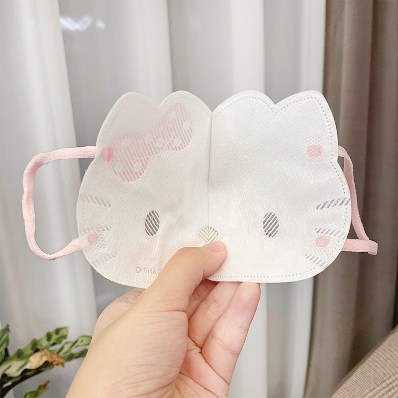 Khẩu Trang Ba Lớp Hình Mèo Dễ Thương Dùng Một Lần Bảo Vệ Cho Bé 4-10 Tuổi