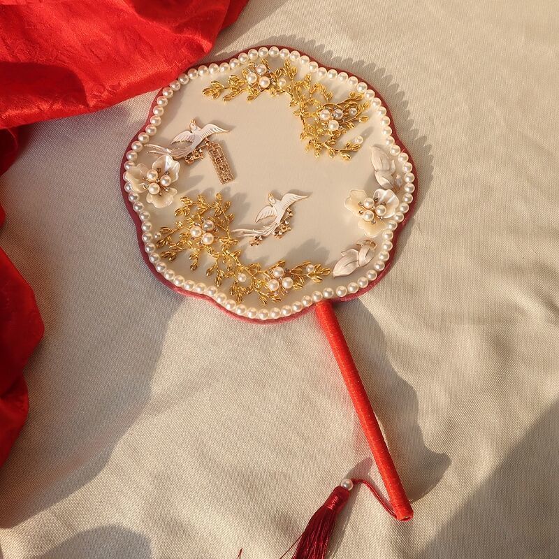 Quạt Cầm Tay Che Mặt Phong Cách Trung Hoa Cho Cô Dâu Đám Cưới