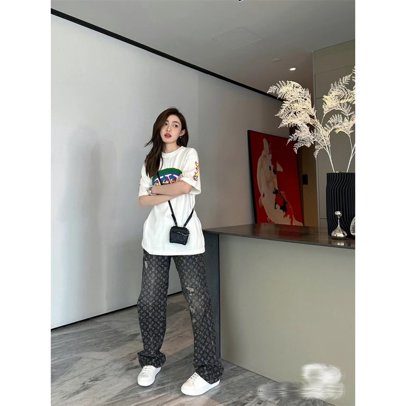 Áo Thun Tay Ngắn Cổ Tròn Họa Tiết Nhãn Hiệu Bóng Chày Màu Xanh L88V88