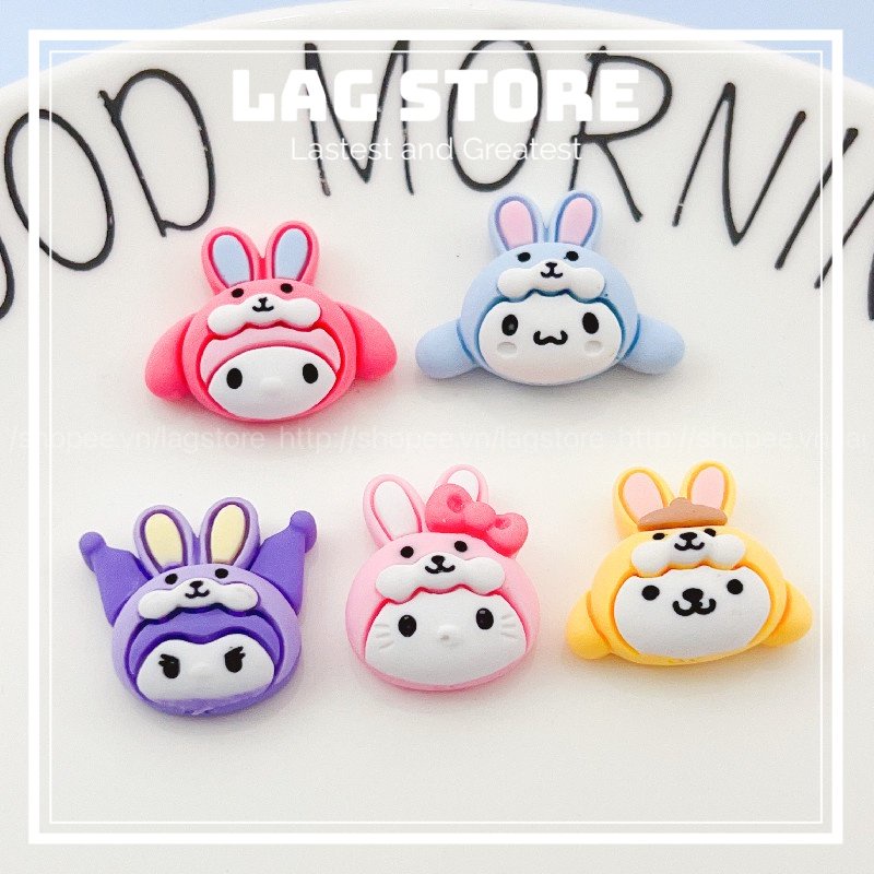 Charm Trang Trí SANRIO Đội Mũ Siêu Cute - DIY Trang Trí Tủ Lạnh, Ốp Điện Thoại, Kẹp Tóc