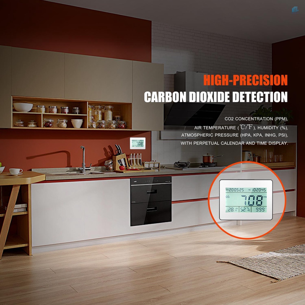 Thiết Bị Kiểm Tra Chất Lượng Không Khí Carbon Dioxide 5.5-inch LCD 5.5-inch Gắn Tường CO2