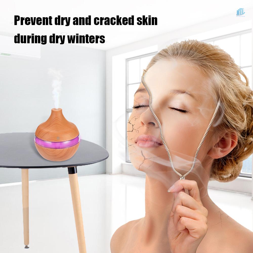 Máy Tạo Độ Ẩm Không Khí Mini Bằng Gỗ Có Đèn LED Và Cổng Sạc USB