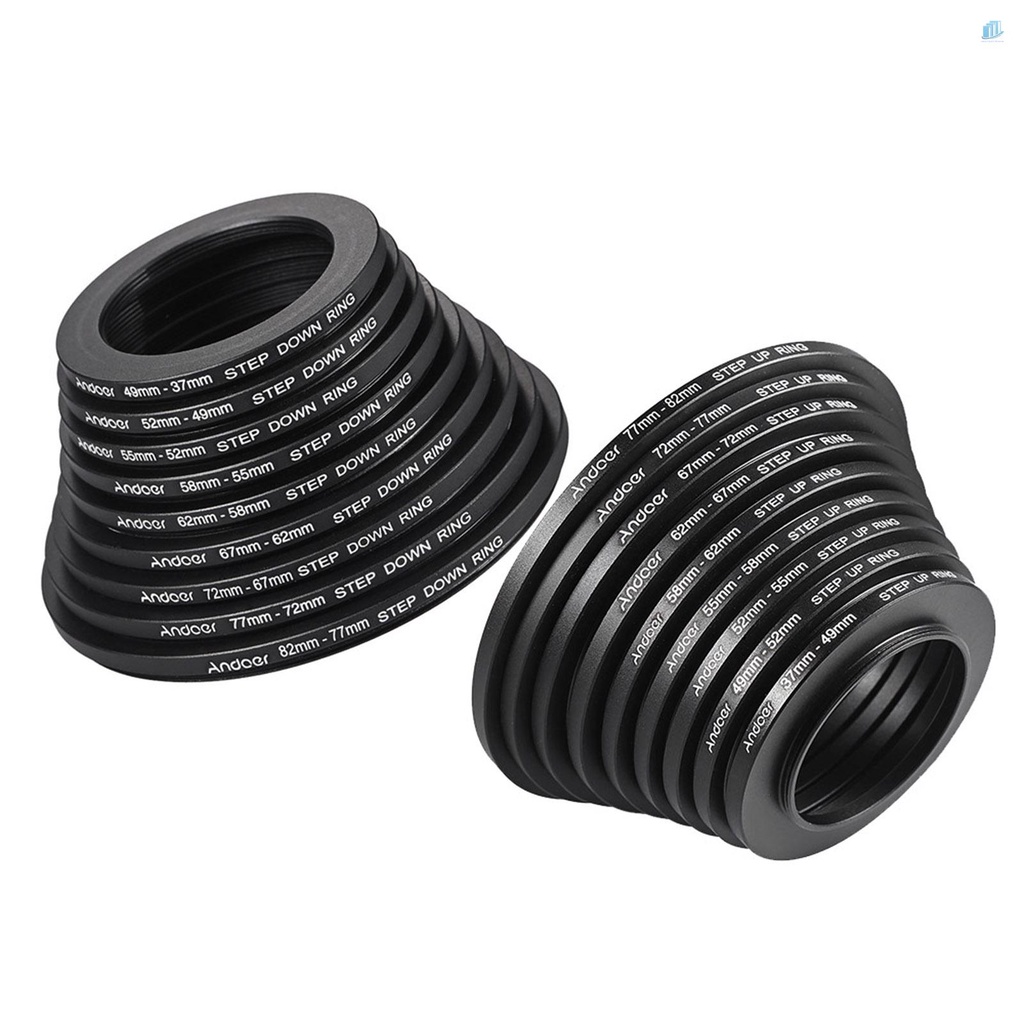 ANDOER Bộ 18 Vòng Kim Loại Lọc Ống Kính Máy Ảnh 37-49 - 52-55 - 58-62 - 67-72 - 77-82mm